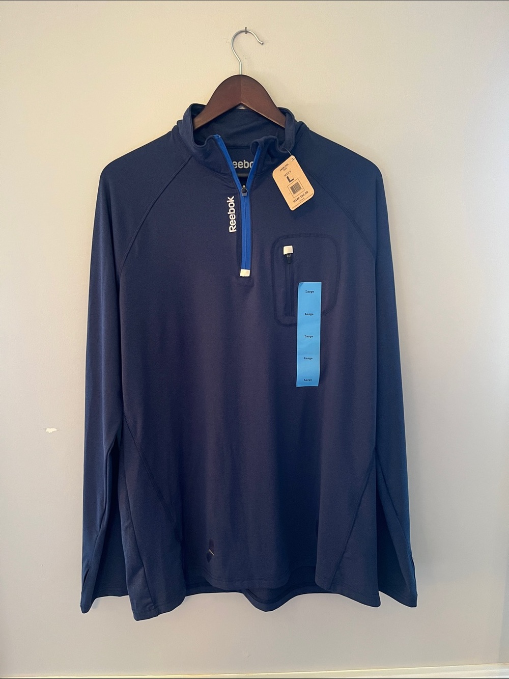 Reebok Navy Quarter-Zip Pullover with Blue Accents